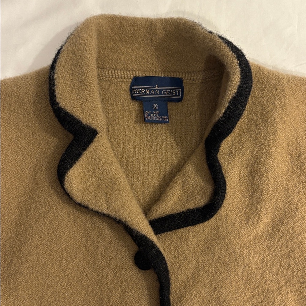 Vintage Herman Geist 100% Wool Blazer Style Cardigan - Picture 2 of 7